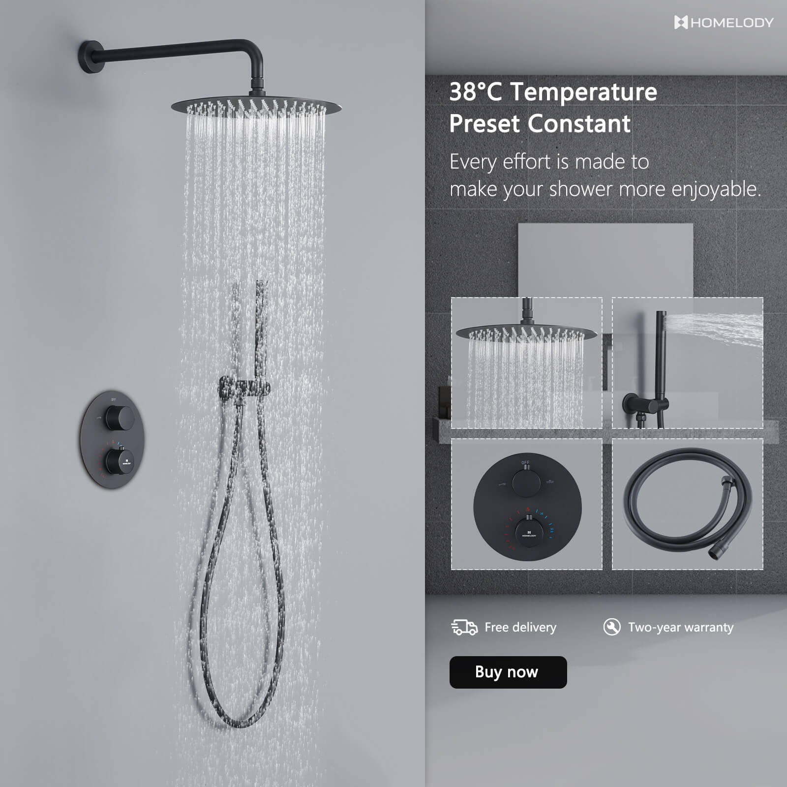 Black Concealed Shower System