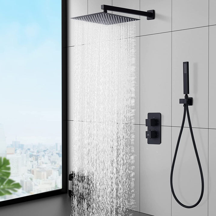HOMELODY Black Thermostatic Rain Shower System 