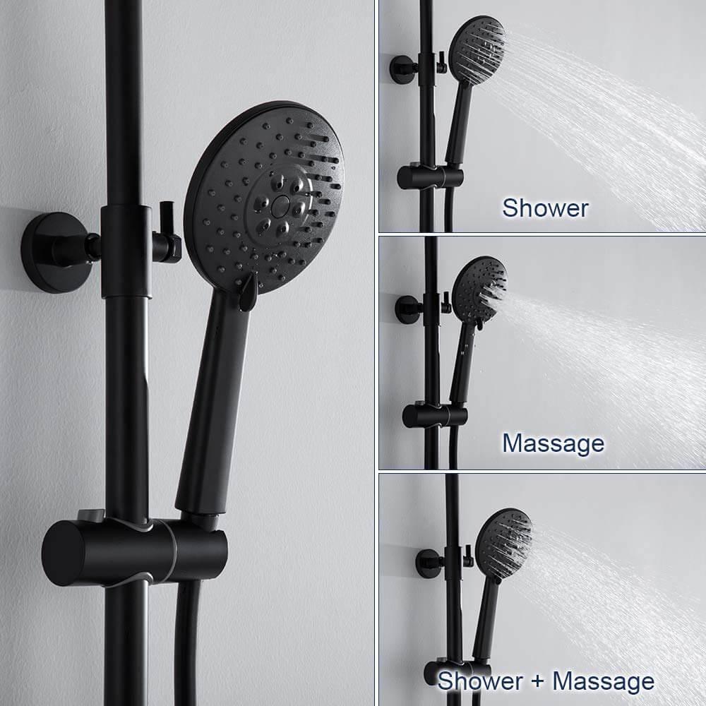HOMELODY Thermostatic Shower Mixer Bar 40℃ Black Stainless Brass - roxiedaisyuk