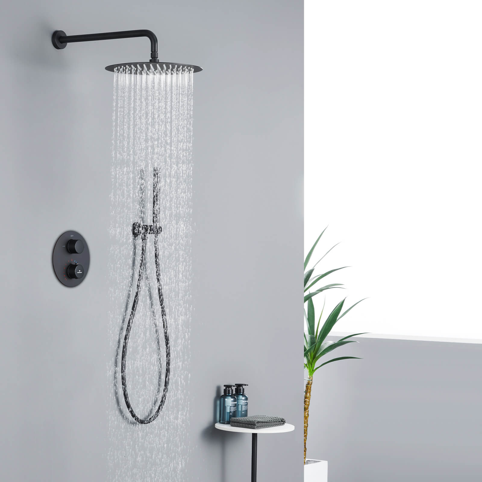 Homelody Matte Black Round Concealed Shower System
