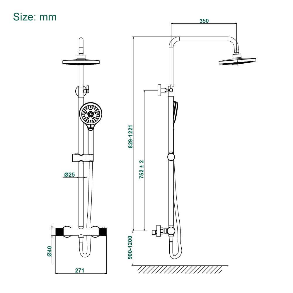 AiHom Thermostat Grey Standard Height Shower Mixer Matt with 40℃ Safety Lock - roxiedaisyuk