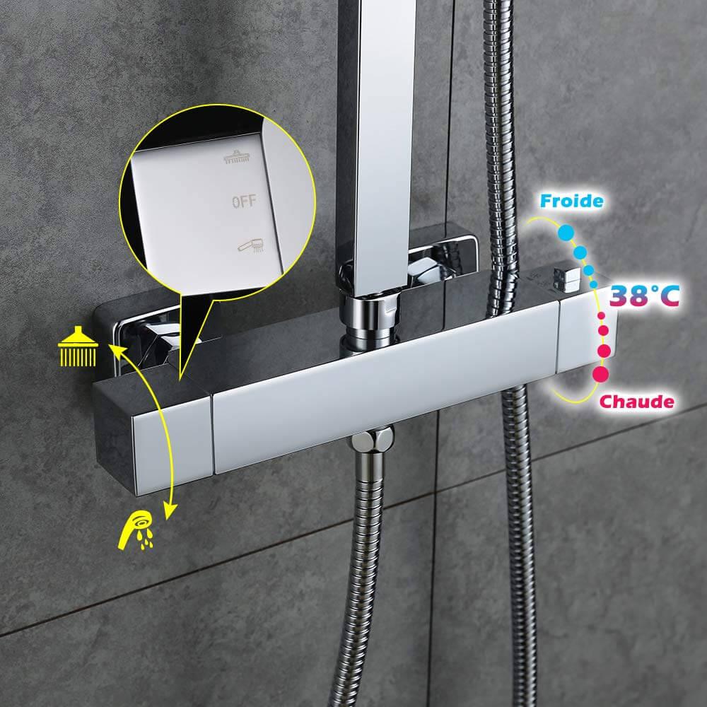 Homelody Angular Shower Mixer Bar with Thermostat Shower Set - roxiedaisyuk