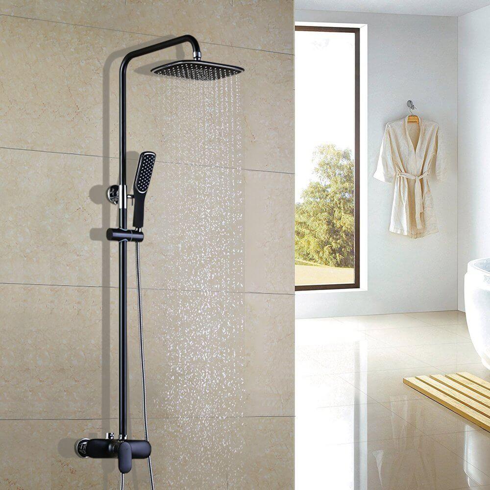 Homelody Black Shower System Mixer Rain Shower Panel with Rainfall Shower Head - roxiedaisyuk