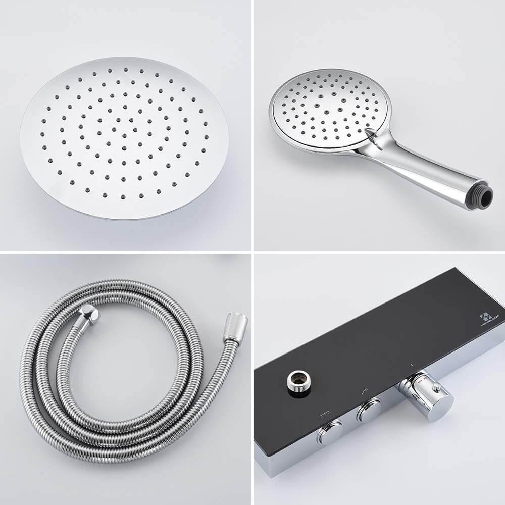 Homelody Chrome Thermostatic Shower Mixer with Stainless Steel Shelf - roxiedaisyuk