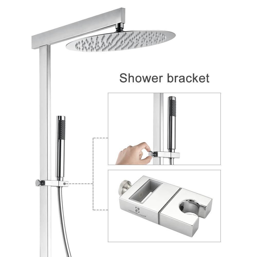 HOMELODY Shower Mixer Wall-Mounted Adjustable System with Overhead Shower Head - roxiedaisyuk