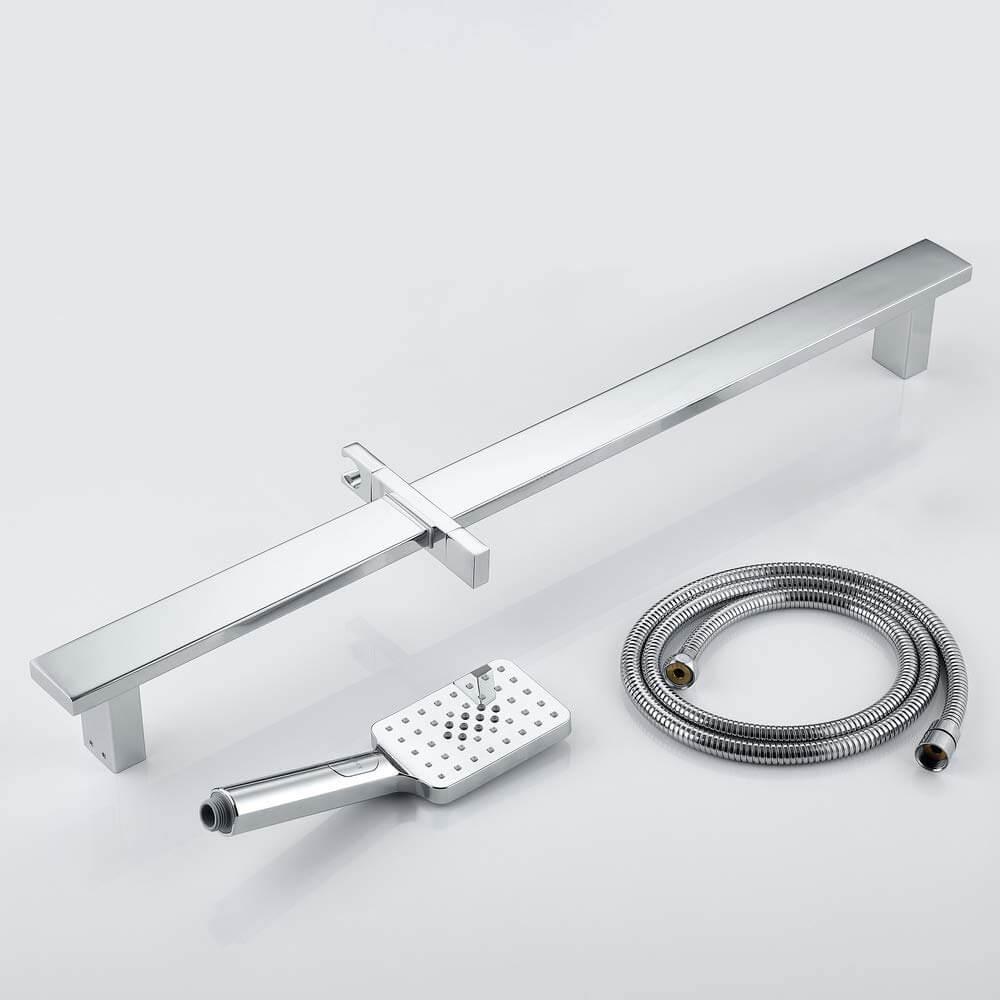 Homelody Square Mixer Shower Rail Kit with Height-Adjustable Wall Bracket - roxiedaisyuk