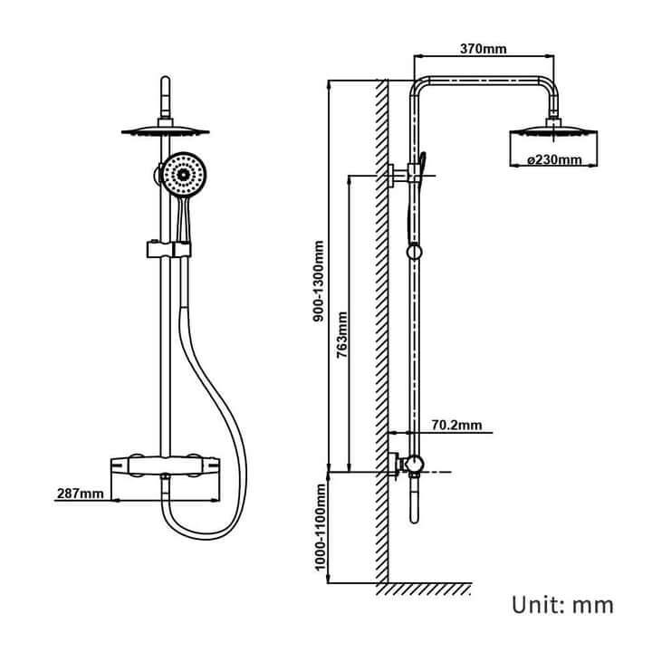 AiHom Shower Mixer Thermostat Shower Column Chrome - roxiedaisyuk