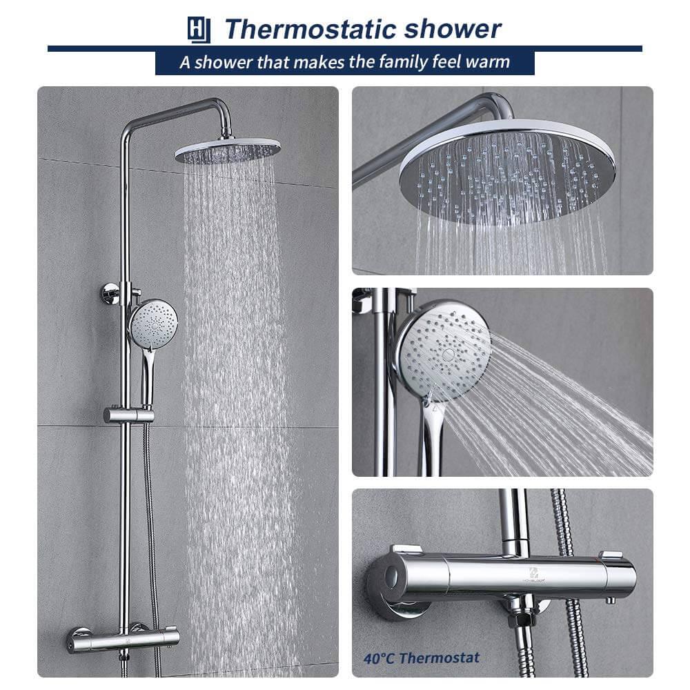 HOMELODY Thermostatic 40℃ Shower Mixer Bar Chrome - roxiedaisyuk