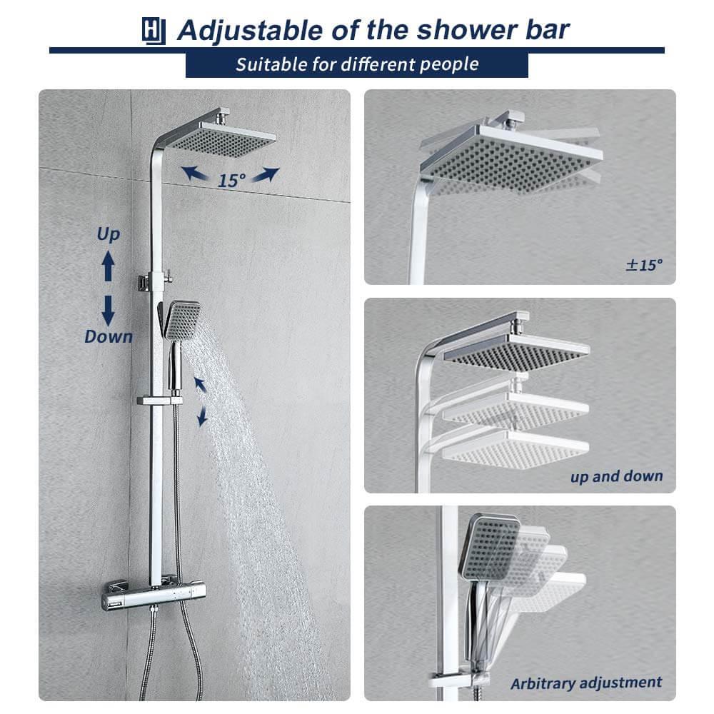 HOMELODY Shower Set Thermostatic 40℃ Mixer Shower with 8 inches Overhead Rain Shower - roxiedaisyuk